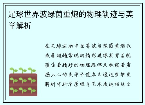 足球世界波绿茵重炮的物理轨迹与美学解析